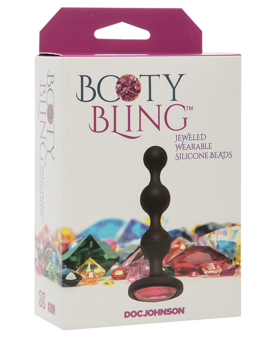 Booty Bling anal plug wearable silicone beads pink jewel base for comfortable beginner anal play