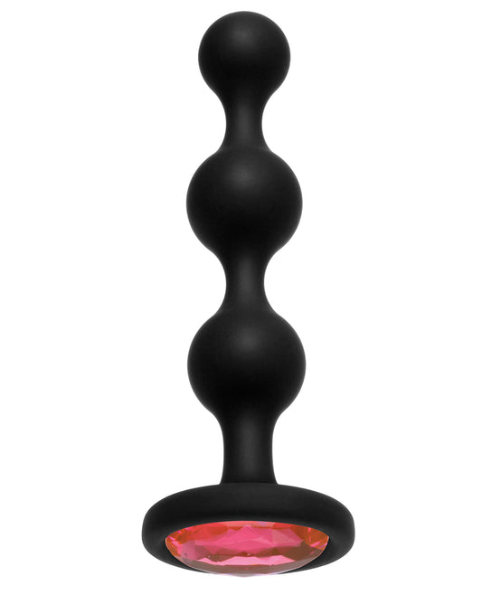 Booty Bling Wearable Silicone Anal Beads with Pink Jeweled Base