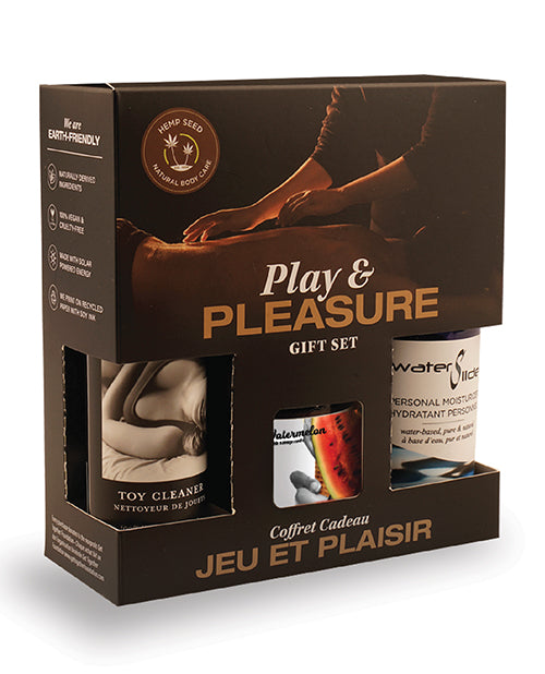 Earthly Body Setting the Mood Gift Set with Watermelon Edible Massage Candle and Natural Toy Cleaner for Sensual Play