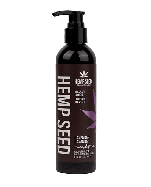 Earthly Body Massage Lotion Hemp Seed Lavender Scent Non-Greasy Formula for Relaxing Aromatherapy