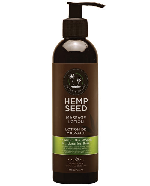 Earthly Body Massage Lotion with natural hemp seed oil and white tea ginger scent for nourishing, relaxing skincare and therapeutic massages
