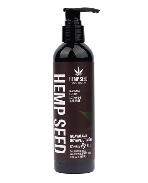 Earthly Body Massage Lotion Hemp Seed Oil Guavalava Scent Lightweight Hydration for Relaxing Massages