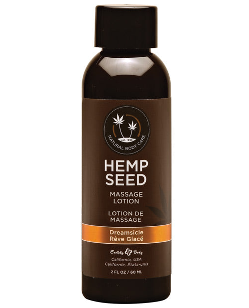 Earthly Body Massage Lotion with Hemp Seed Oil and Dreamsicle Scent for Nourishing Massage Experience