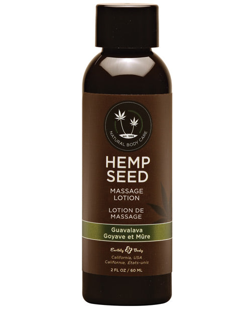 Earthly Body Massage Lotion Hemp Seed Oil Guavalava Scent for Nourishing Skincare and Relaxation