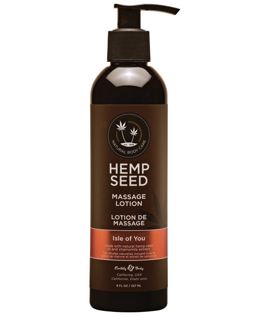 Earthly Body Massage Lotion Isle of You Scent with Hemp Oil Lightweight Non-Greasy Blend for Relaxing Skincare
