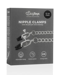 Easy Toys Nipple Clamps Adjustable Wide Tip Sturdy Metal Chain for Bondage Play