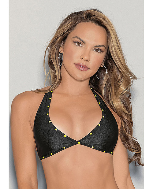 Escante Tri Bra Black Light Dancewear Adjustable Stones Lingerie for Festival and Club Outfits