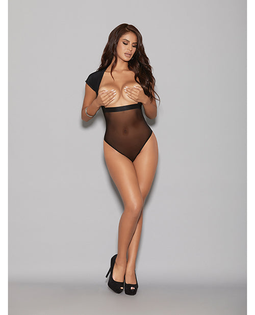 Lingerize Collection Lingerie - Hanging Multiwear Teddy with Custom Bra Feature in Black for Adjustable Fit and Personal Style