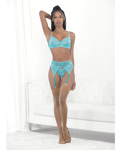 Escante Lingerie Set Lace Mesh Underwire Bra Garterbelt G-String for Flattering Silhouette and Elegant Style