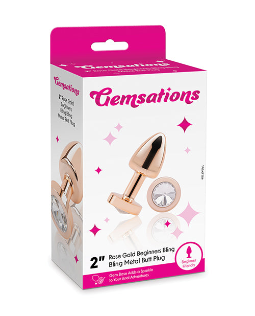 Gemsations Anal Product Rose Gold Metal Butt Plug Jewel Accent for Comfortable Beginner Anal Play