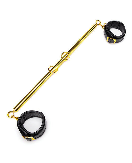 Lux Fetish Solid Gold Expandable Spreader Bar Set with Detachable Leatherette Cuffs