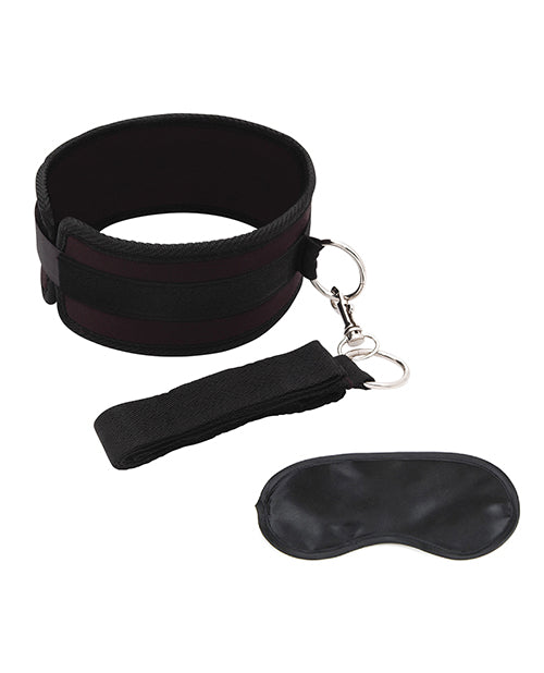 Lux Fetish Collar & Leash Set with Adjustable Neoprene Restraint