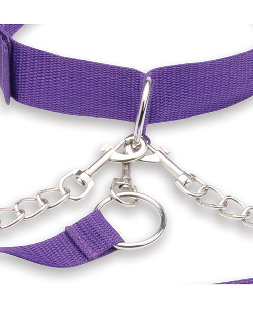 Lux Fetish Removable Purple Collar, Cuffs & Leash Set