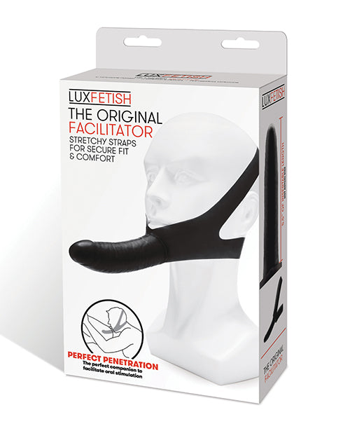 Lux Fetish Strap On Dual-Strap Chin Dildo with Curved Design for Hands-Free Oral and Penetration Play