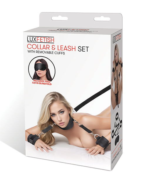 Lux Fetish Collar & Leash Set with Removable Cuffs for Versatile Restraint
