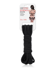 Lux Bondage Rope Soft Cotton 16 ft Durable Black Restraint for Secure Comfortable Play