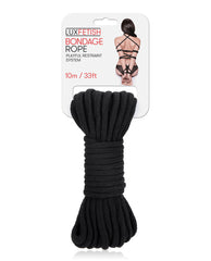 Lux Black Bondage Rope soft cotton durable 33ft for secure BDSM restraint and shibari positions