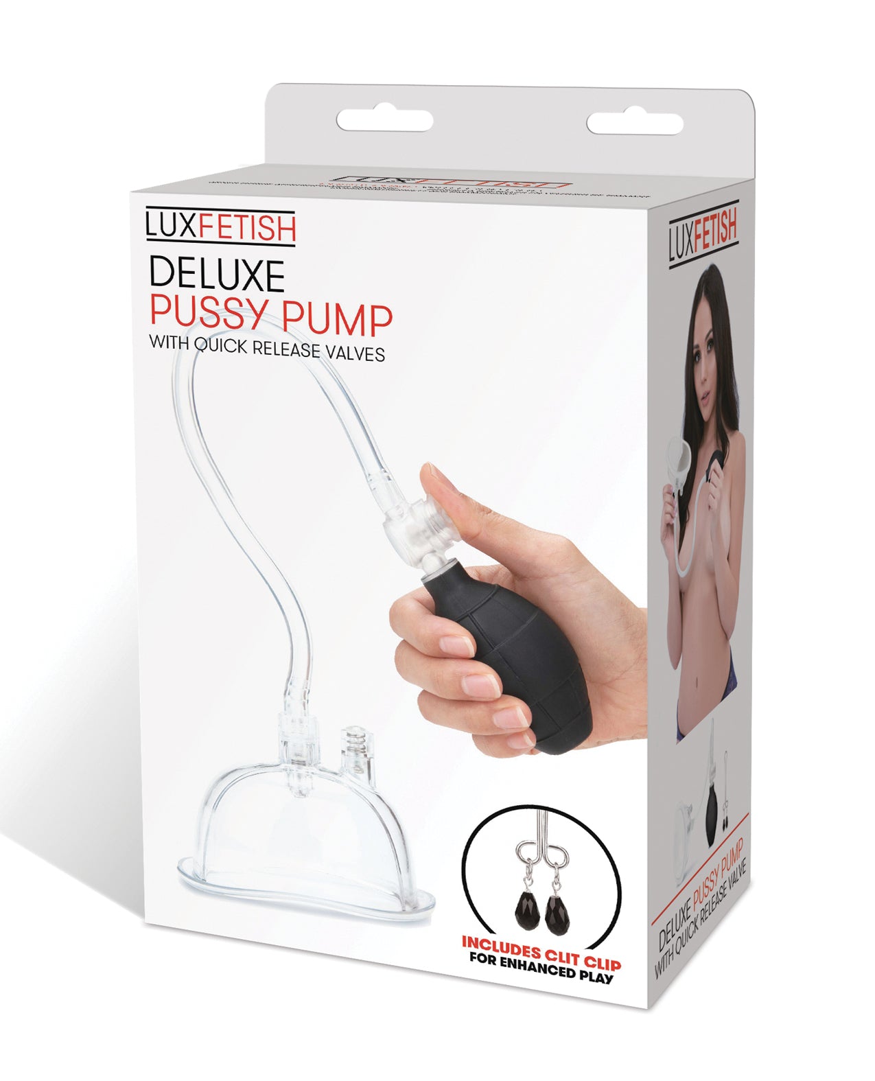 Lux stimulator deluxe pussy pump clear chamber quick release valves for clitoral and labia sensitivity