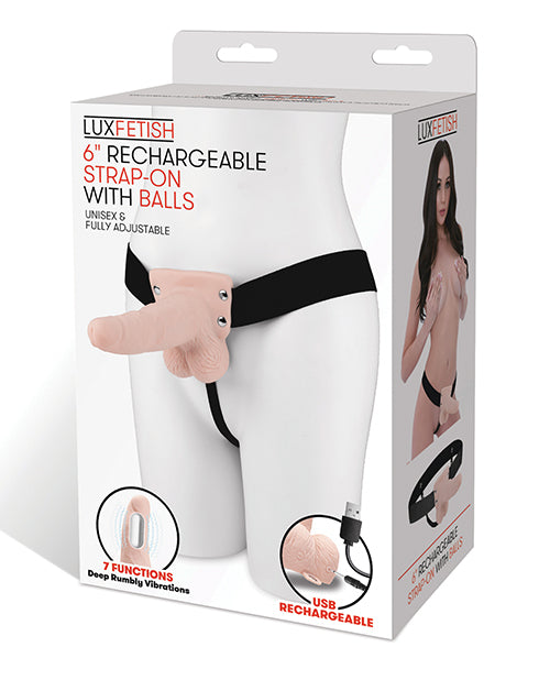 Lux Strap Ons Rechargeable Strap On Dildo with Realistic Balls USB Charging for Couples Penetration Play