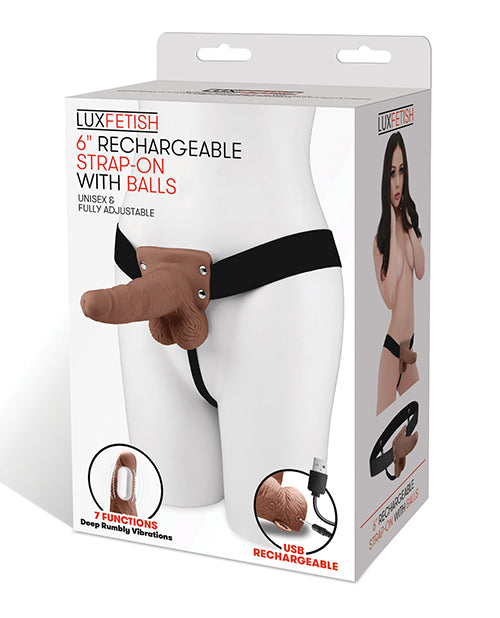 Lux Rechargeable Strap-On Realistic Dildo with Textured Balls and Adjustable Harness for Intimate Couples Play