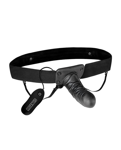 Lux Fetish Unisex Vibrating Hollow Strap-On Dildo with Adjustable Harness