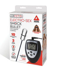 Lux Fetish Stimulator Metal Electro Sex Shock Bullet with Remote Control and Satin Blindfold for Versatile Electro Play