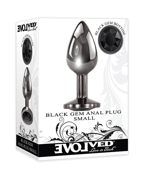 Evolved Anal Plug Small Metal Black Gemstone Jewel Discreet Storage for Beginner Anal Play