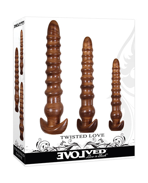 Evolved Anal Plug Set Three Sizes Swirled Gold TPE Texture for Progressive Backdoor Pleasure