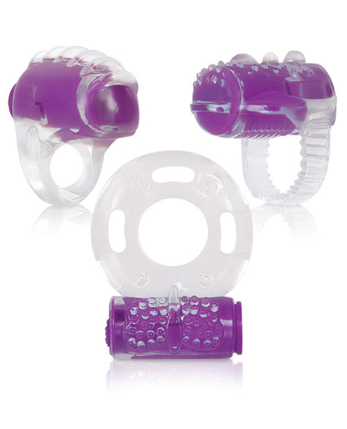 Three-Piece Vibrating Stimulators Set with Oral, Clitoral, and Shaft Rings