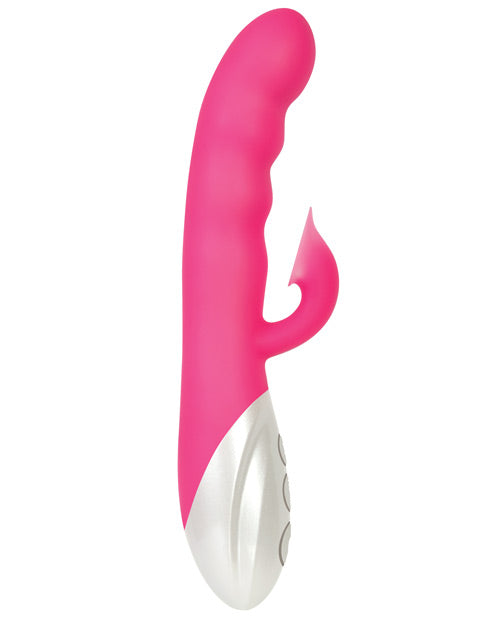 Dual Suction Vibrator with Clitoral Stimulator and Ribbed Silicone Shaft