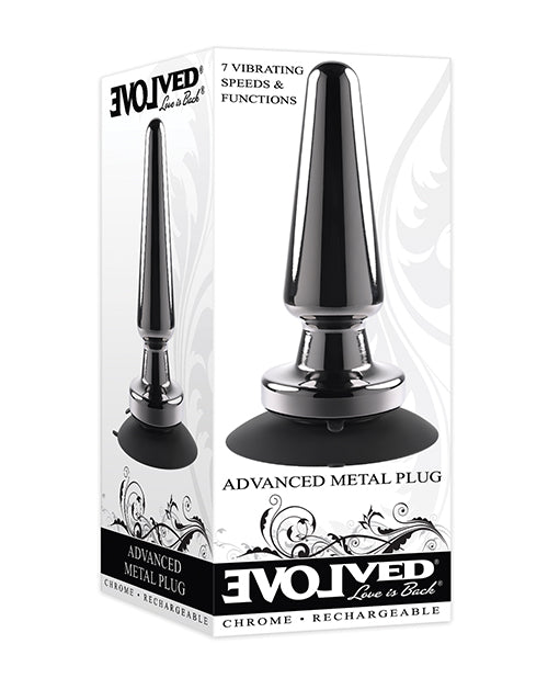 Evolved Anal Plug Vibrating Metal 7-Speed Rechargeable Suction Base for Hands-Free Pleasure