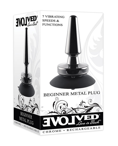 Evolved Anal Product Beginner Vibrating Metal Plug with Suction Base and 7 Speeds for Hands-Free Pleasure