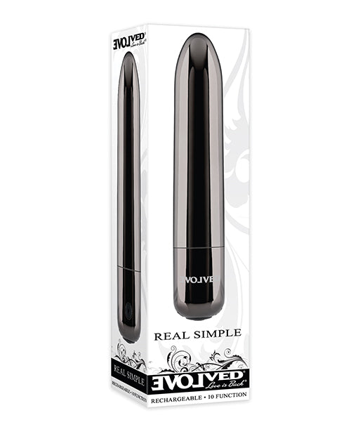 Evolved Bullet Stimulator Tapered Tip Black Chrome Finish with 10 Speeds for Targeted Pleasure
