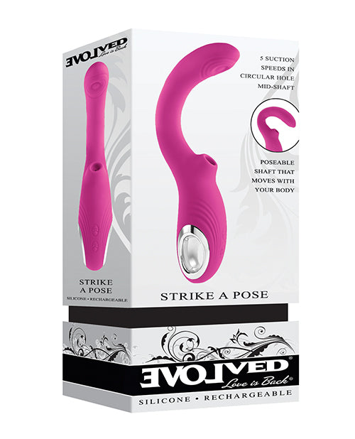 Evolved Flexible Vibrator Pink Poseable Shaft Suction Stimulation for Custom Pleasure