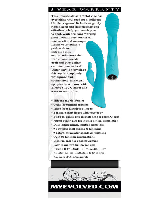 Evolved Aqua Bunny Rabbit Vibrator with Dual Motors and Waterproof Design