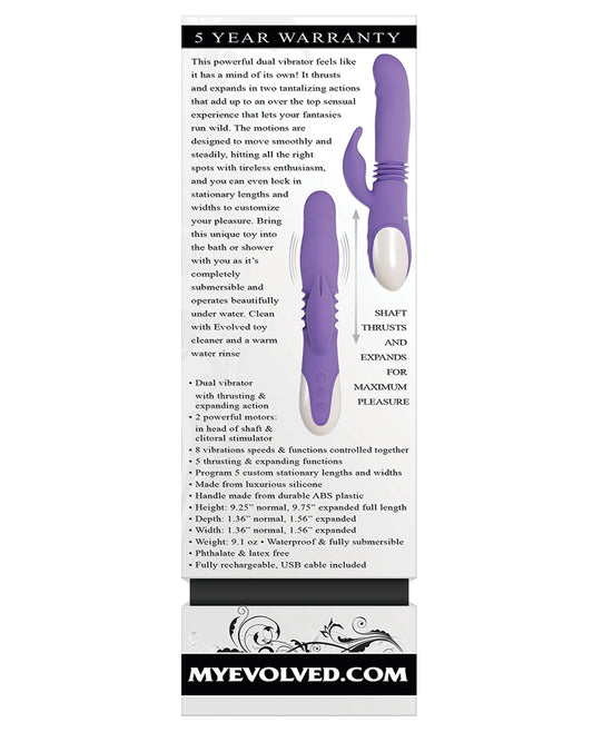 Thick & Thrust Bunny Dual Stim Rechargeable Vibrator with Expanding Motion