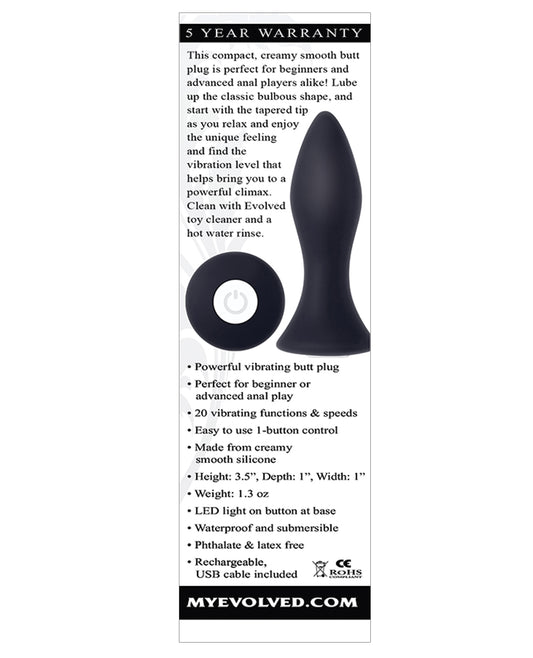 Evolved Mini Butt Plug Black with Vibrating Bulbous Shape