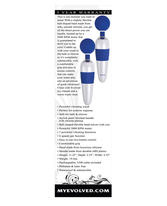Evolved Blue Silicone Wand Massager with Flexible Head