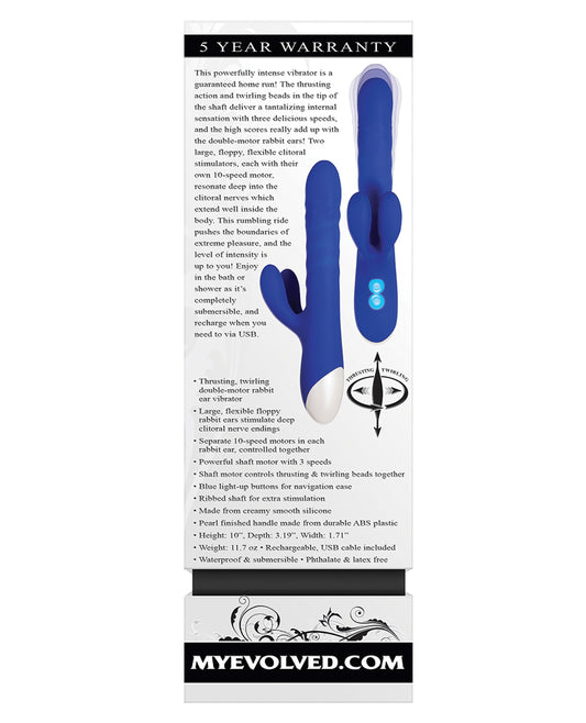 Evolved Grand Slam Thrusting Rabbit Vibrator with Dual Motors - Blue