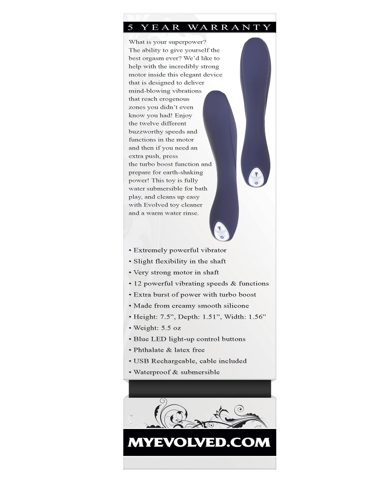 Blue Turbo Boost Vibrator with 12 Speeds by Evolved