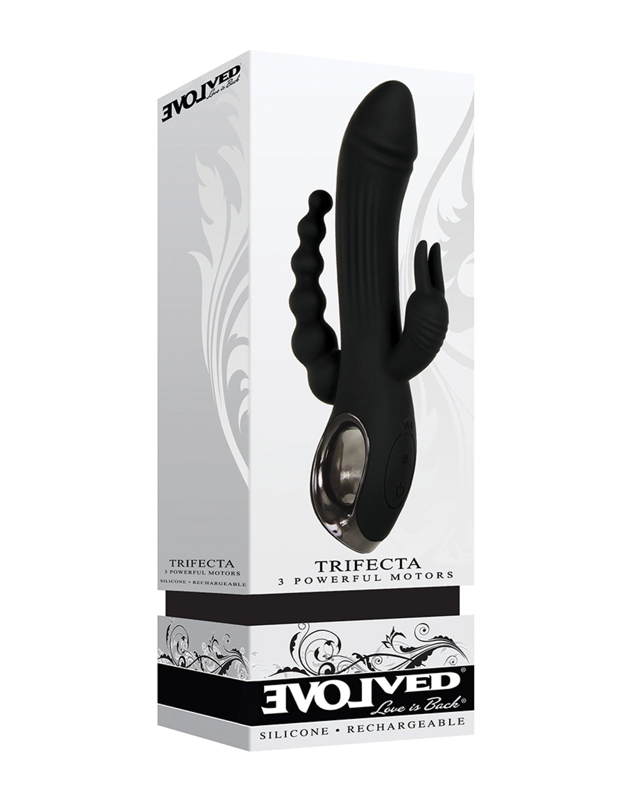 Evolved Vibrator Triple Stim Rechargeable with Bunny Ears and Beaded Anal Shaft for Intense Triple Stimulation