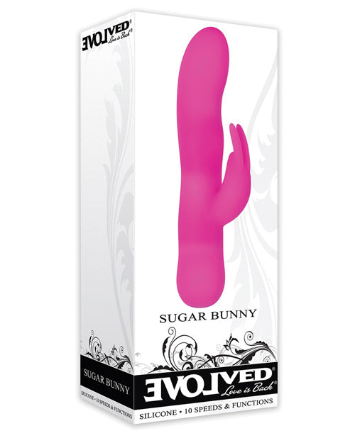 Evolved Vibrator Pink Silicone Rabbit with Curved Shaft and 10 Motor Functions for Versatile Stimulation