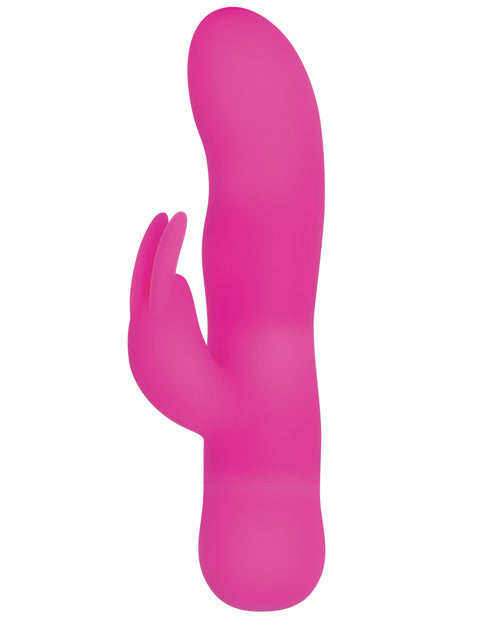 Evolved Sugar Bunny Pink Silicone Rabbit Vibrator with Curved Shaft