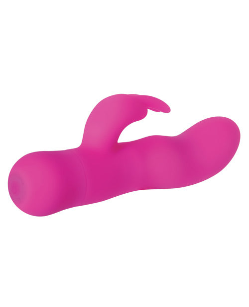 Evolved Sugar Bunny Pink Silicone Rabbit Vibrator with Curved Shaft