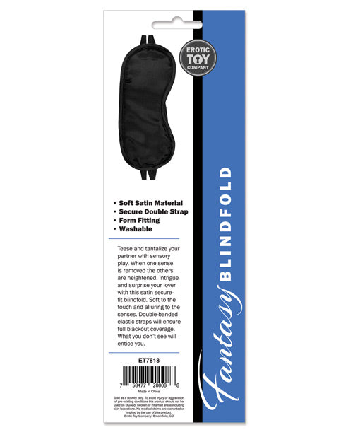 Satin Fantasy Blindfold with Dual Straps in Black