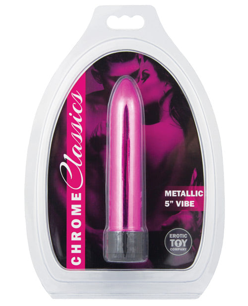 Chrome Classics 5-Inch Metallic Waterproof Vibe – Pink Tapered Vibrator