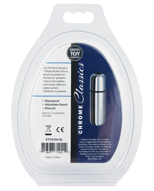 Chrome Classics 7 Mode Metallic Bullet Stimulator in Silver