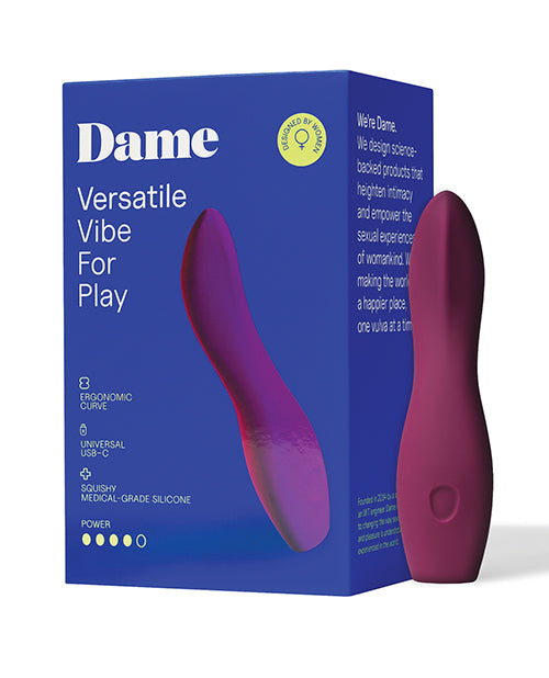 Dame Vibrator USB-C Rechargeable Soft Tip Ergonomic Design for Versatile Stimulation