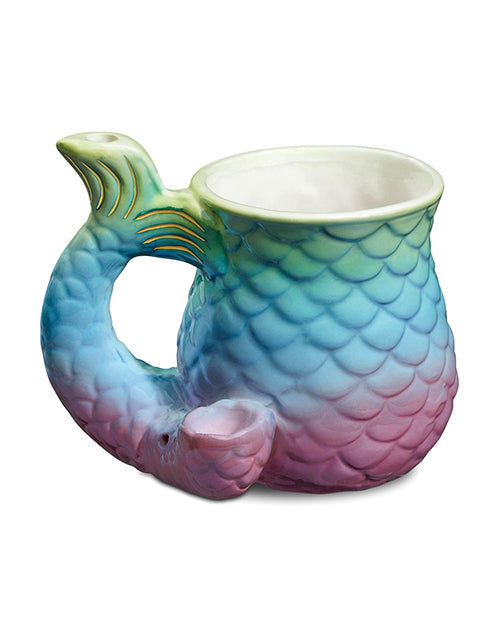 Fashioncraft Novelty Mug Mermaid Tail Ceramic Pipe Pastel Scales for Coffee and Smoking