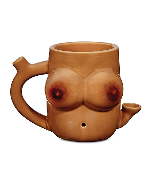 Fashioncraft Novelty Mug Boob Design Ceramic Built-In Pipe for Adult Gift or Stoner Use